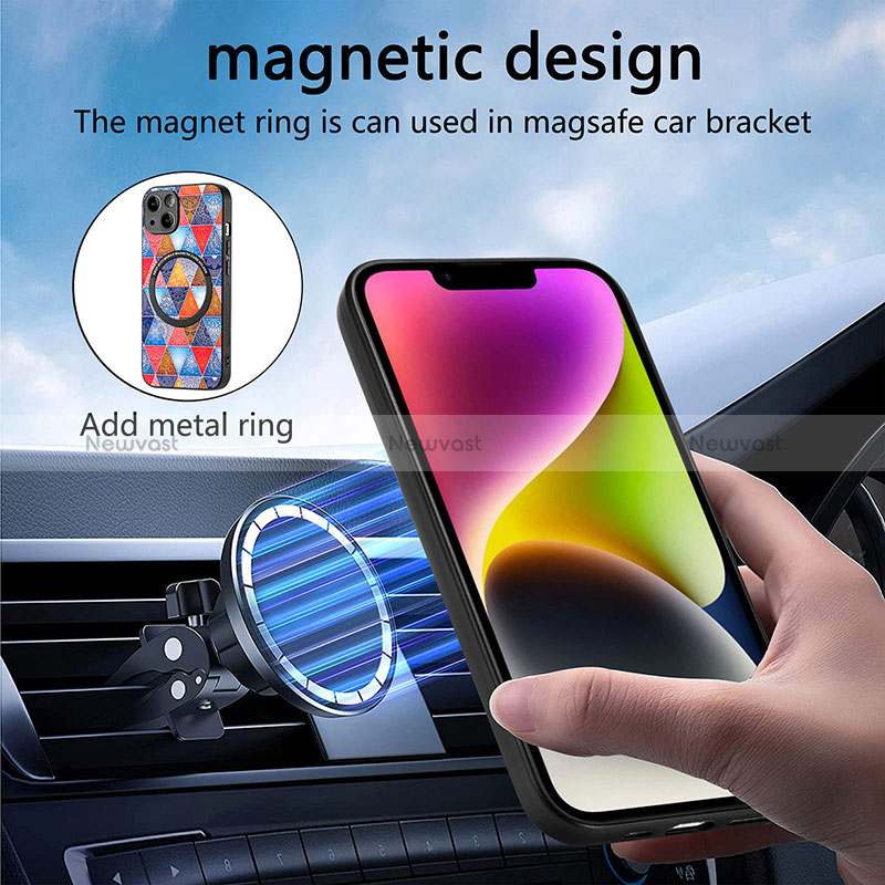 Soft Silicone Gel Leather Snap On Case Cover with Magnetic S01D for Apple iPhone 15