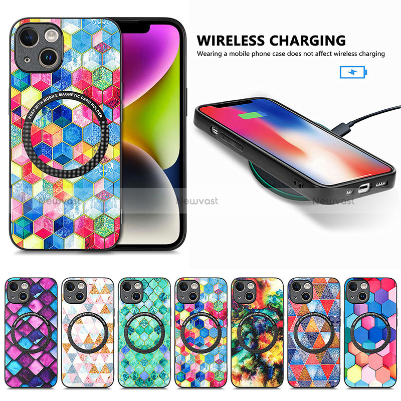 Soft Silicone Gel Leather Snap On Case Cover with Magnetic S01D for Apple iPhone 15 Plus