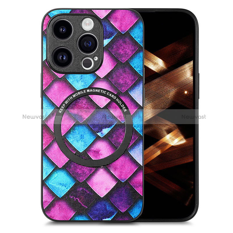 Soft Silicone Gel Leather Snap On Case Cover with Magnetic S01D for Apple iPhone 16 Pro Max