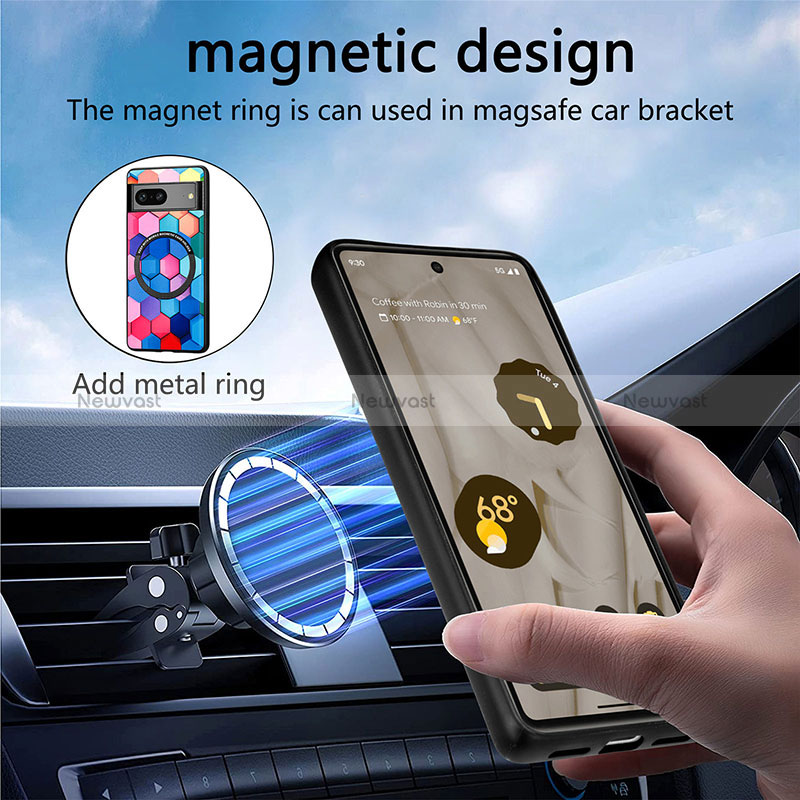 Soft Silicone Gel Leather Snap On Case Cover with Magnetic S01D for Google Pixel 7 5G