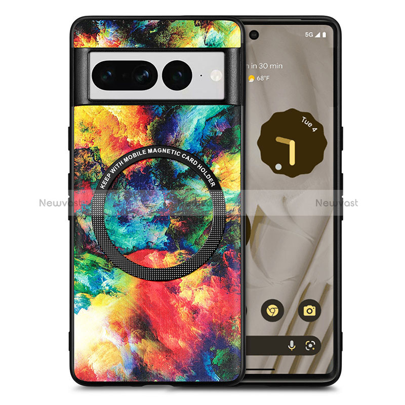 Soft Silicone Gel Leather Snap On Case Cover with Magnetic S01D for Google Pixel 7 Pro 5G Mixed