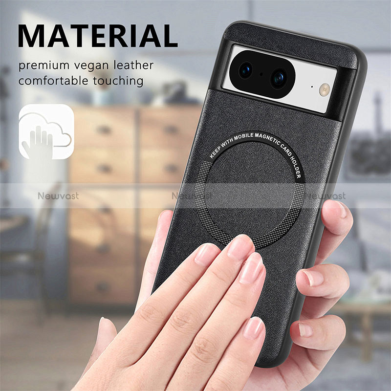 Soft Silicone Gel Leather Snap On Case Cover with Magnetic S01D for Google Pixel 8 5G