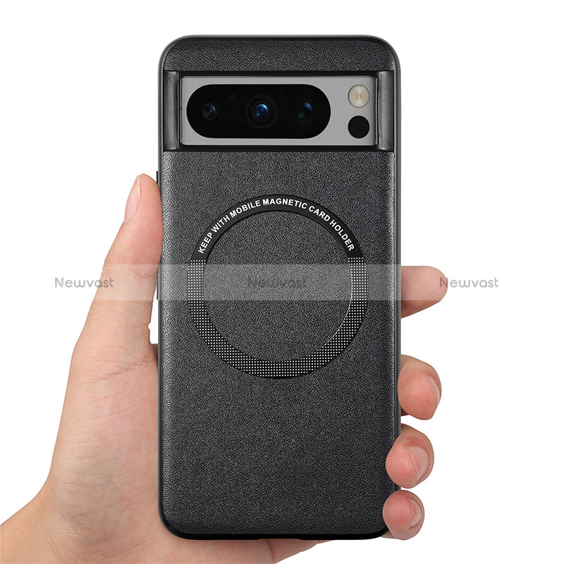 Soft Silicone Gel Leather Snap On Case Cover with Magnetic S01D for Google Pixel 8 Pro 5G