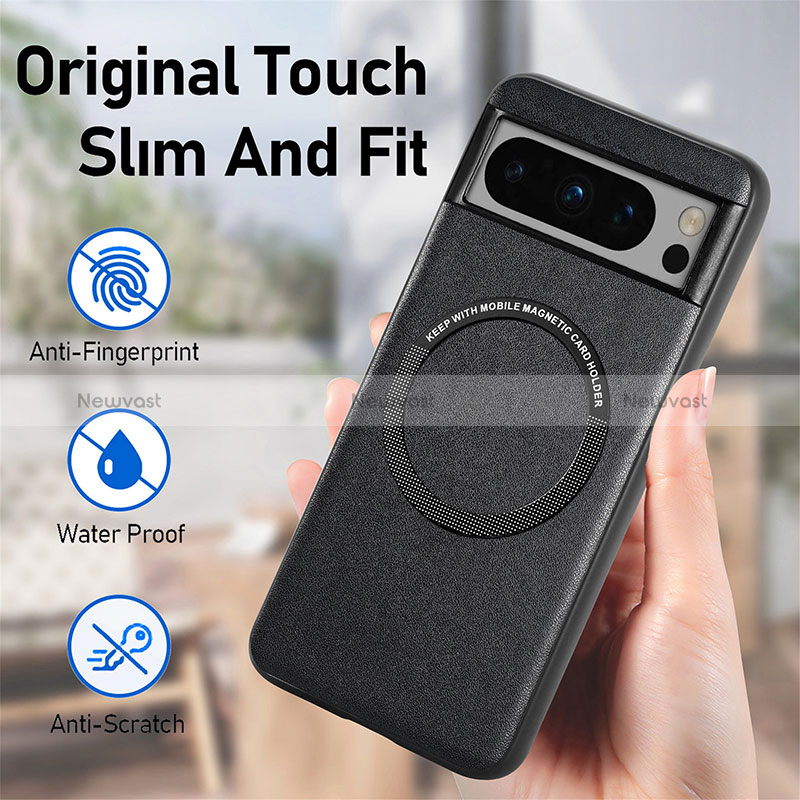 Soft Silicone Gel Leather Snap On Case Cover with Magnetic S01D for Google Pixel 8 Pro 5G