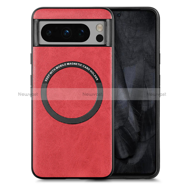 Soft Silicone Gel Leather Snap On Case Cover with Magnetic S01D for Google Pixel 8 Pro 5G