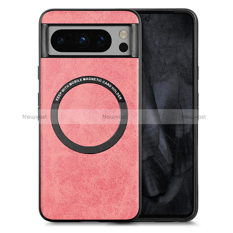 Soft Silicone Gel Leather Snap On Case Cover with Magnetic S01D for Google Pixel 8 Pro 5G