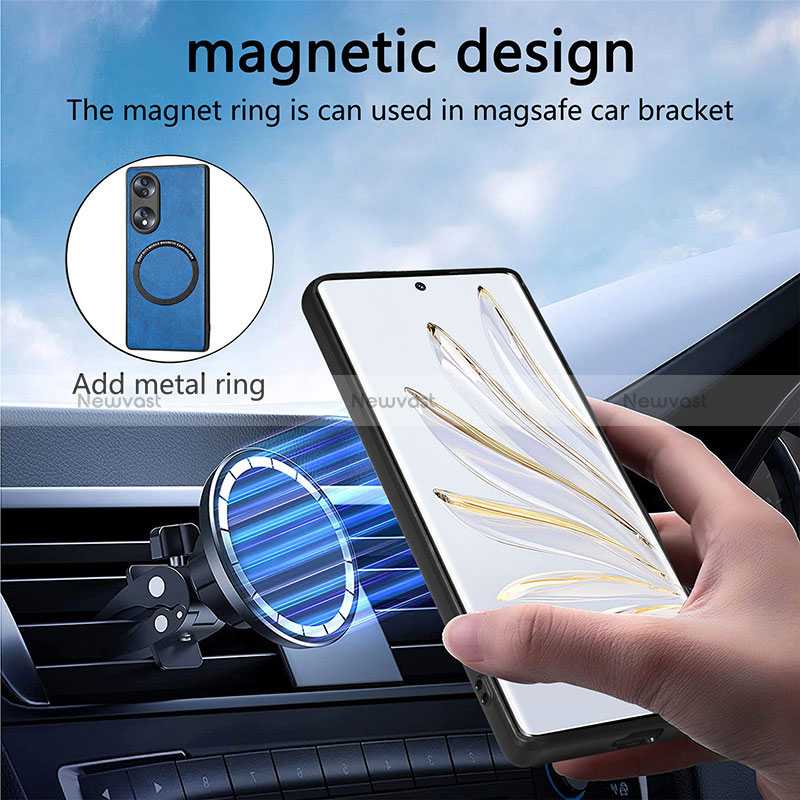 Soft Silicone Gel Leather Snap On Case Cover with Magnetic S01D for Huawei Honor 70 5G