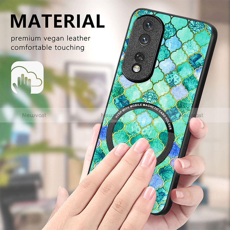 Soft Silicone Gel Leather Snap On Case Cover with Magnetic S01D for Huawei Honor 80 Pro 5G