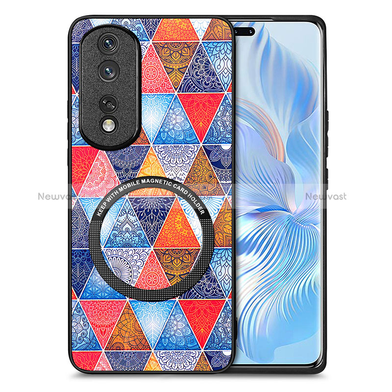 Soft Silicone Gel Leather Snap On Case Cover with Magnetic S01D for Huawei Honor 80 Pro Flat 5G