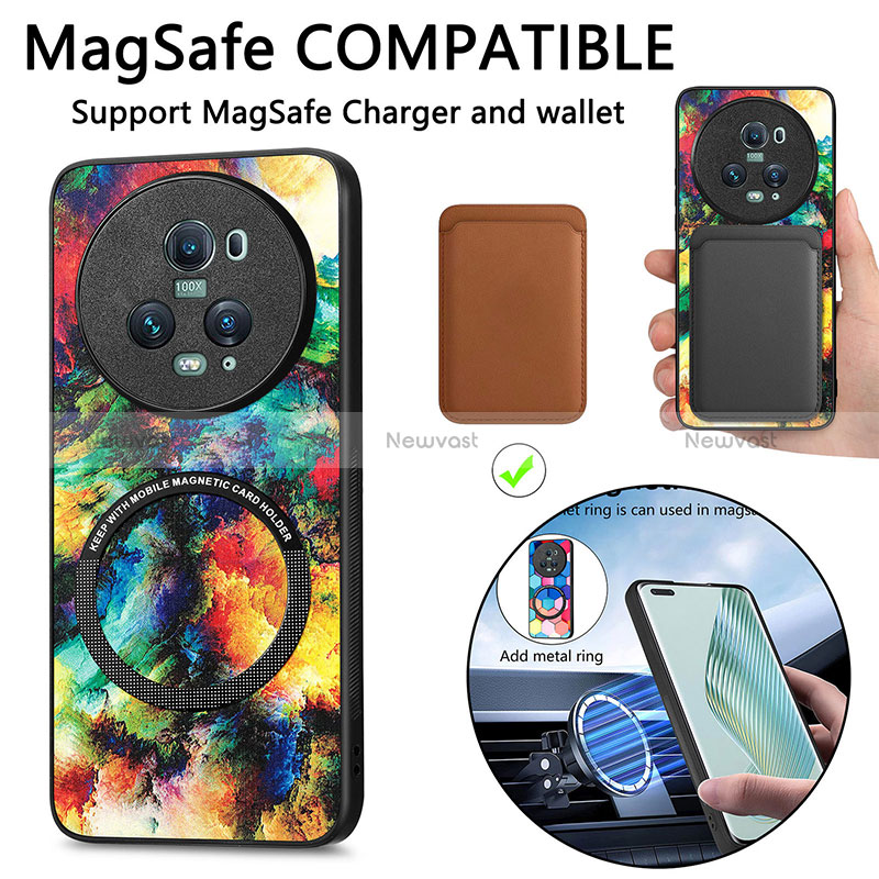 Soft Silicone Gel Leather Snap On Case Cover with Magnetic S01D for Huawei Honor Magic5 Pro 5G