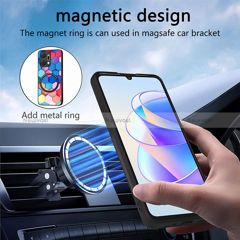 Soft Silicone Gel Leather Snap On Case Cover with Magnetic S01D for Huawei Honor X7a