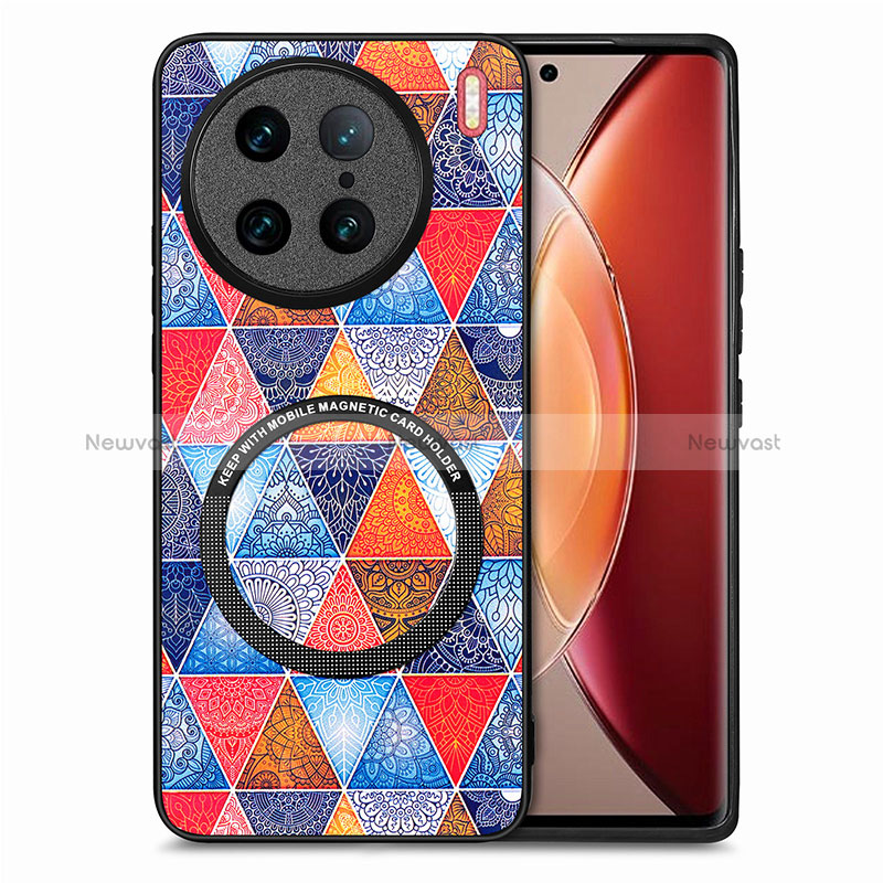 Soft Silicone Gel Leather Snap On Case Cover with Magnetic S01D for Vivo X90 Pro 5G