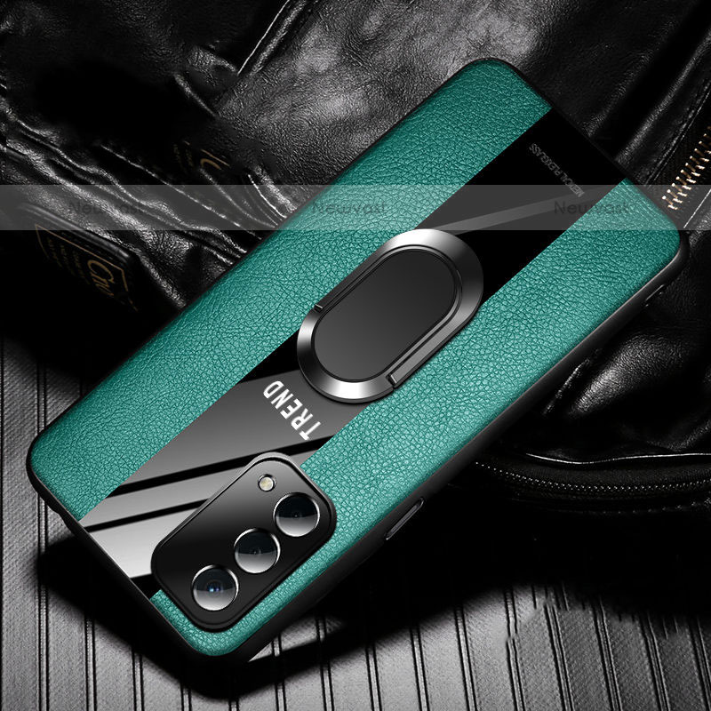 Soft Silicone Gel Leather Snap On Case Cover with Magnetic S02 for OnePlus Nord N200 5G Green