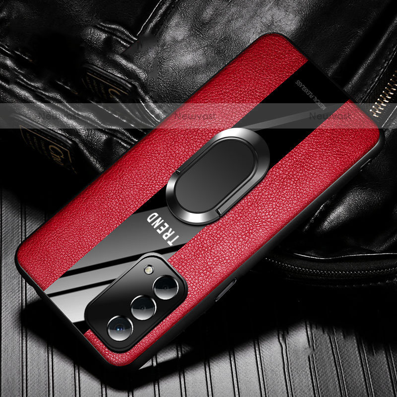 Soft Silicone Gel Leather Snap On Case Cover with Magnetic S02 for OnePlus Nord N200 5G Red