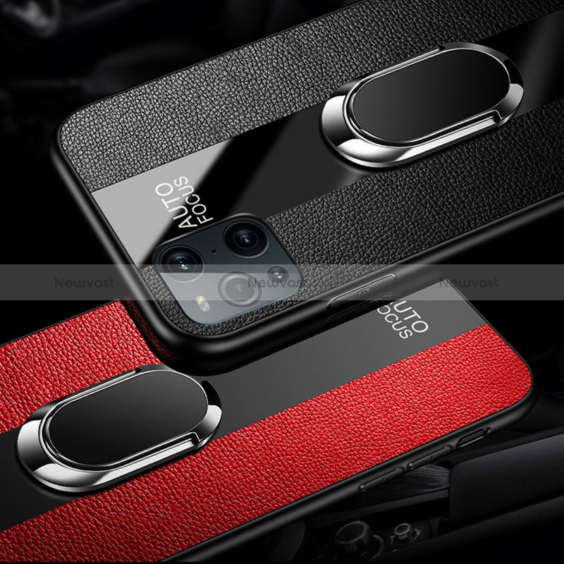 Soft Silicone Gel Leather Snap On Case Cover with Magnetic S02 for Oppo Find X3 5G