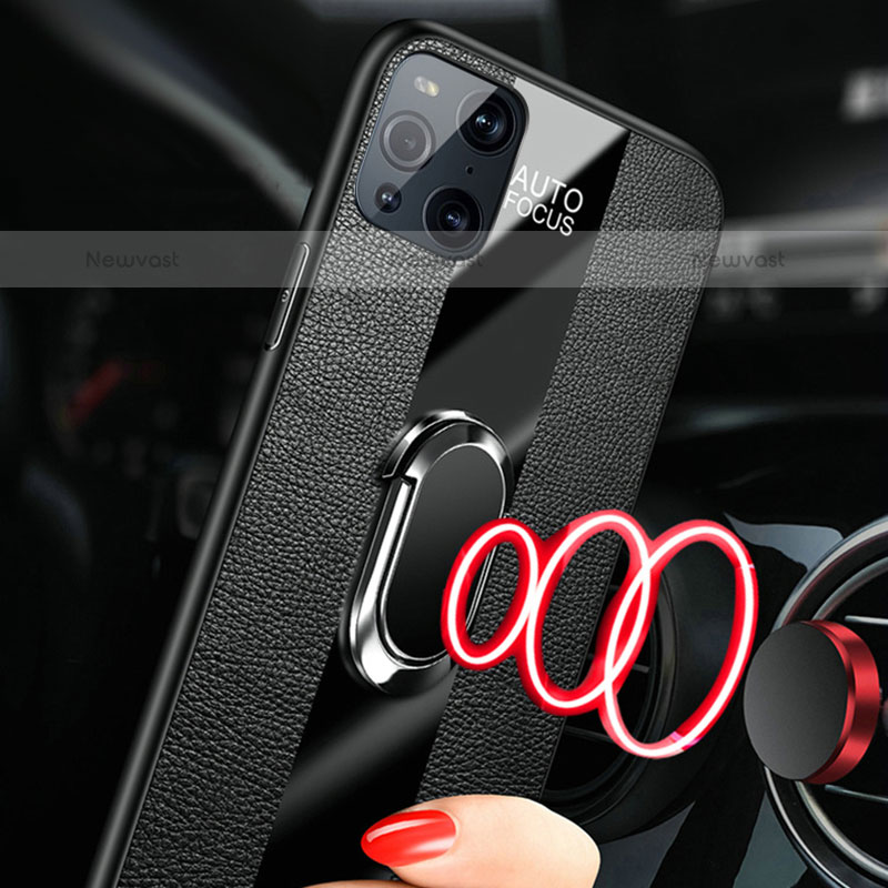 Soft Silicone Gel Leather Snap On Case Cover with Magnetic S02 for Oppo Find X3 Pro 5G