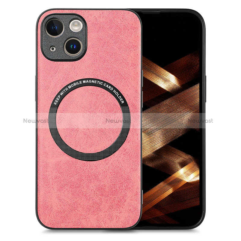 Soft Silicone Gel Leather Snap On Case Cover with Magnetic S02D for Apple iPhone 13