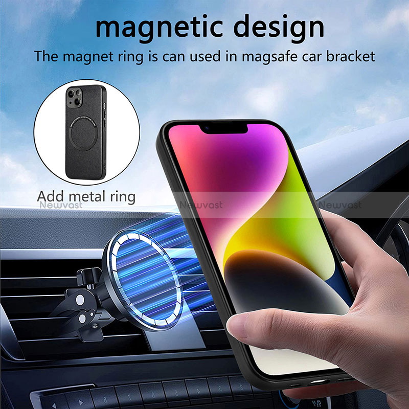 Soft Silicone Gel Leather Snap On Case Cover with Magnetic S02D for Apple iPhone 15