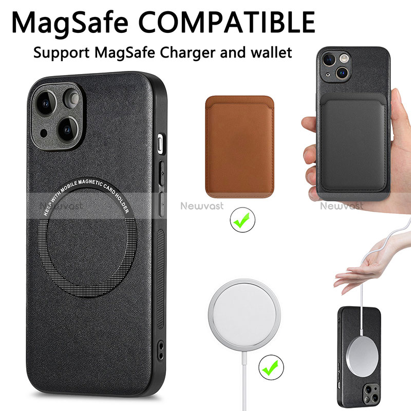 Soft Silicone Gel Leather Snap On Case Cover with Magnetic S02D for Apple iPhone 15 Plus