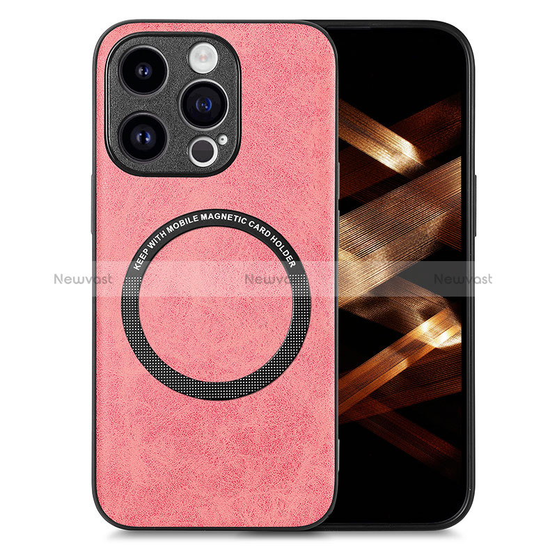 Soft Silicone Gel Leather Snap On Case Cover with Magnetic S02D for Apple iPhone 15 Pro