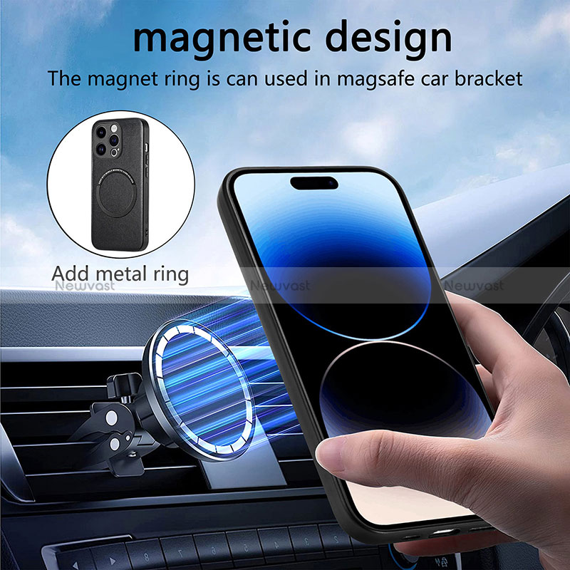 Soft Silicone Gel Leather Snap On Case Cover with Magnetic S02D for Apple iPhone 15 Pro