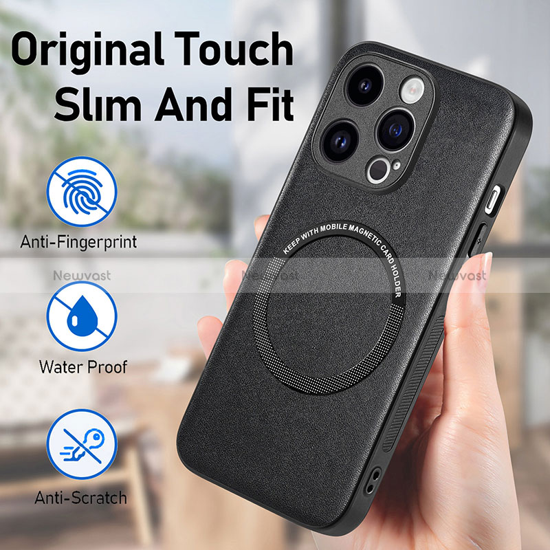 Soft Silicone Gel Leather Snap On Case Cover with Magnetic S02D for Apple iPhone 16 Pro Max