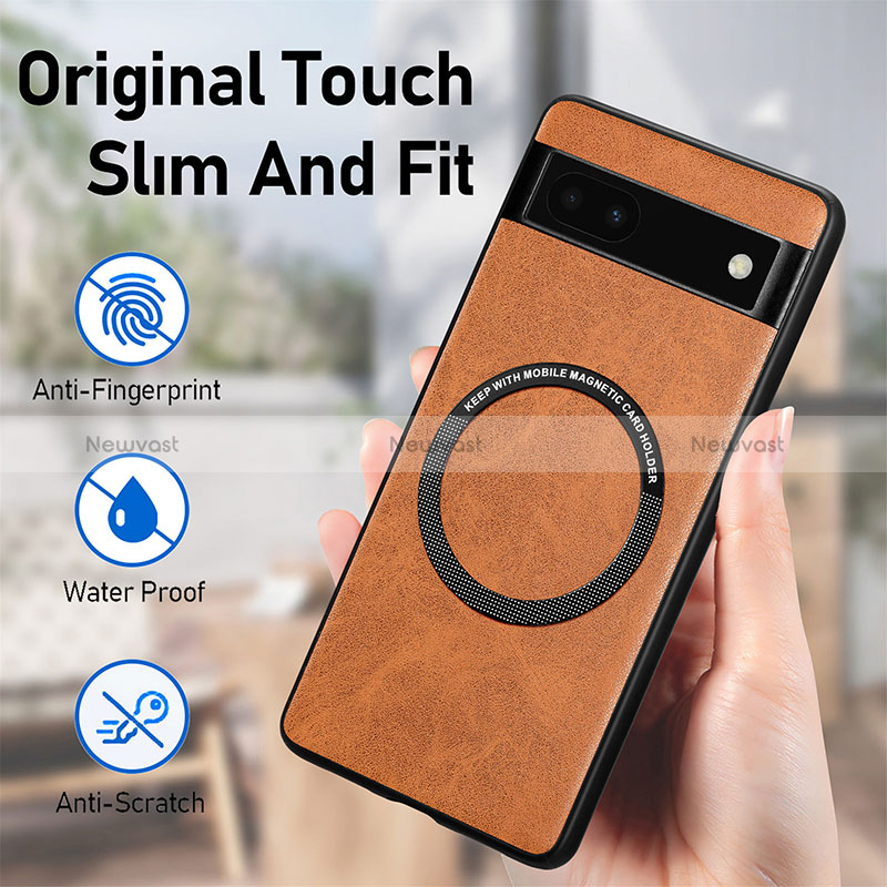 Soft Silicone Gel Leather Snap On Case Cover with Magnetic S02D for Google Pixel 6a 5G