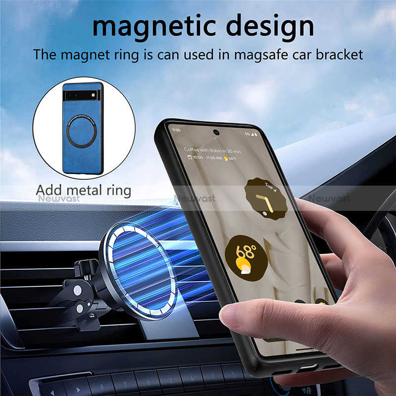 Soft Silicone Gel Leather Snap On Case Cover with Magnetic S02D for Google Pixel 6a 5G