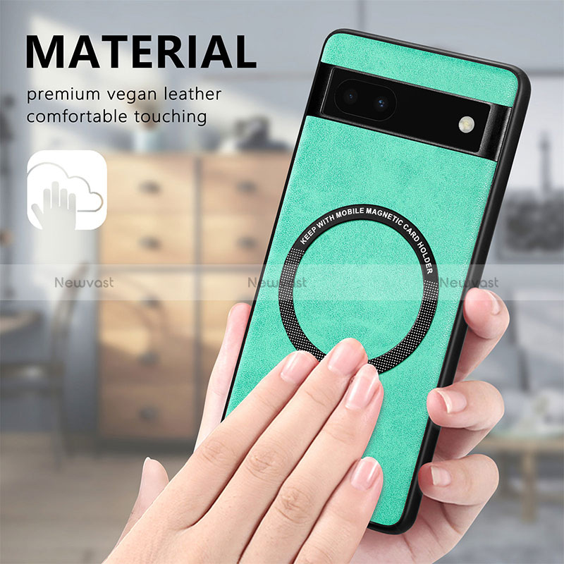 Soft Silicone Gel Leather Snap On Case Cover with Magnetic S02D for Google Pixel 6a 5G