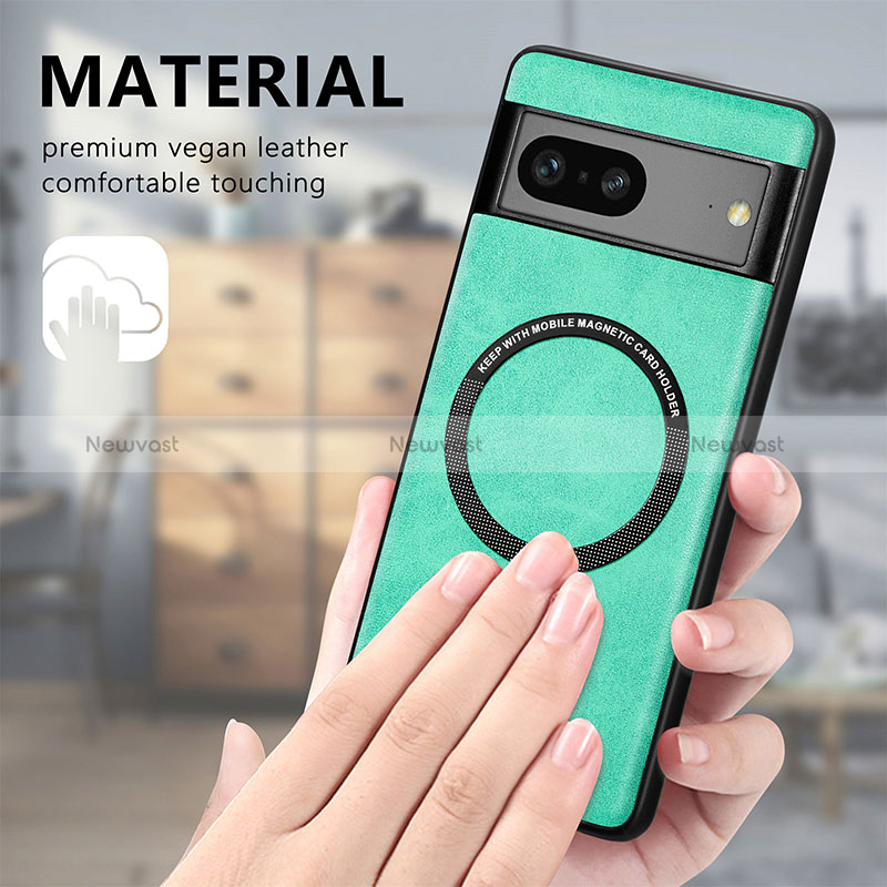 Soft Silicone Gel Leather Snap On Case Cover with Magnetic S02D for Google Pixel 7 5G