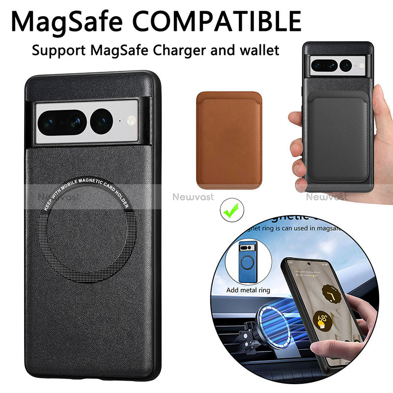 Soft Silicone Gel Leather Snap On Case Cover with Magnetic S02D for Google Pixel 7 Pro 5G