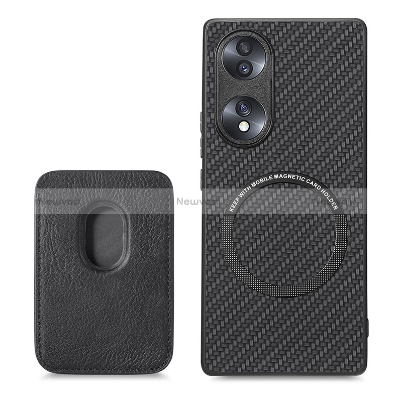 Soft Silicone Gel Leather Snap On Case Cover with Magnetic S02D for Huawei Honor 70 5G