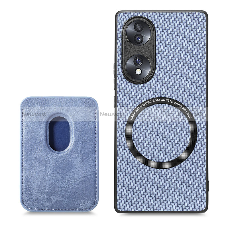 Soft Silicone Gel Leather Snap On Case Cover with Magnetic S02D for Huawei Honor 70 5G