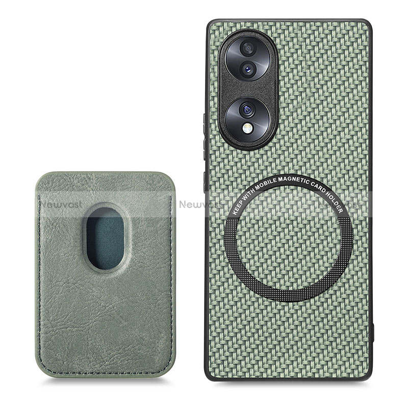 Soft Silicone Gel Leather Snap On Case Cover with Magnetic S02D for Huawei Honor 70 5G