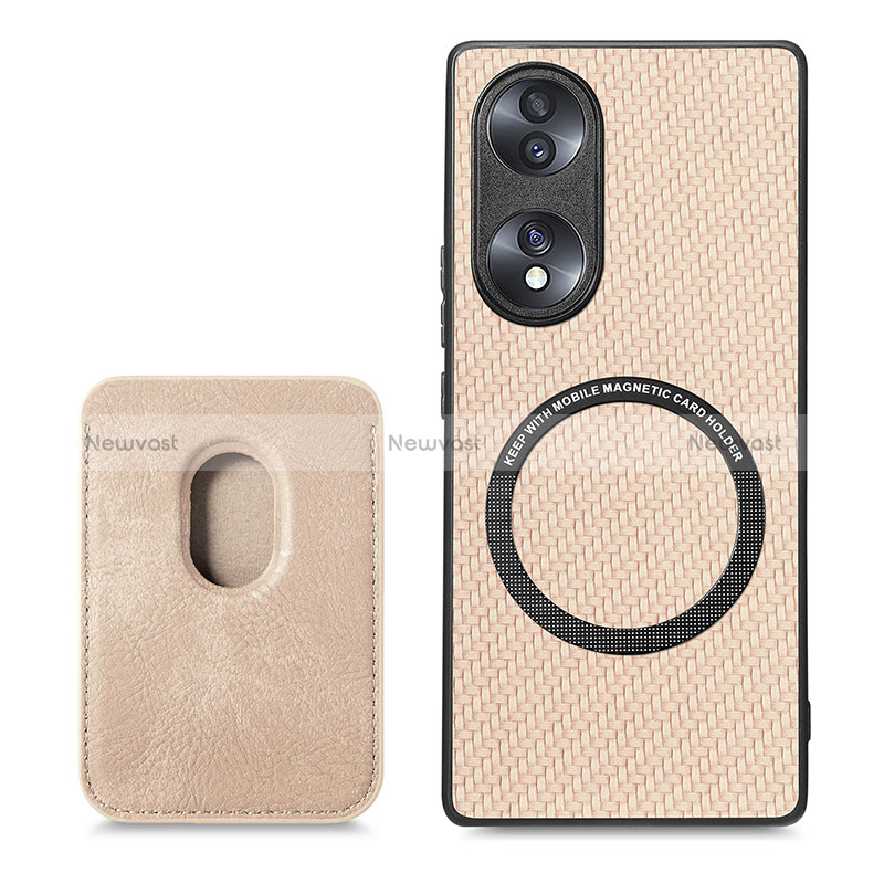 Soft Silicone Gel Leather Snap On Case Cover with Magnetic S02D for Huawei Honor 70 5G