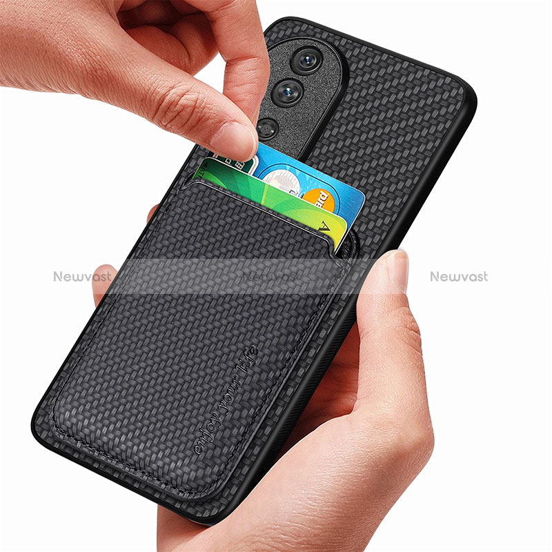 Soft Silicone Gel Leather Snap On Case Cover with Magnetic S02D for Huawei Honor 80 5G