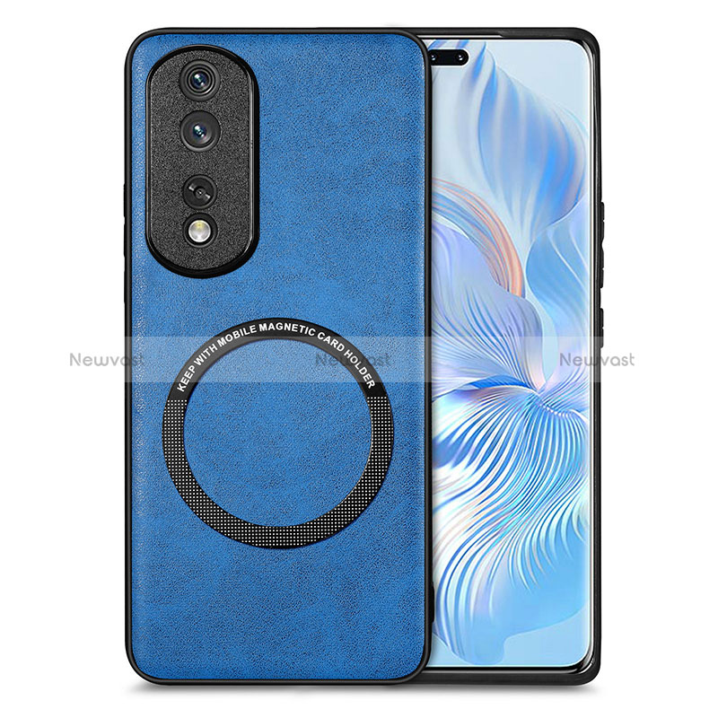 Soft Silicone Gel Leather Snap On Case Cover with Magnetic S02D for Huawei Honor 80 Pro 5G