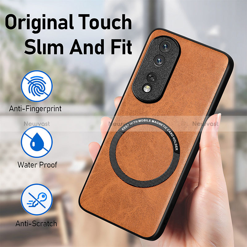 Soft Silicone Gel Leather Snap On Case Cover with Magnetic S02D for Huawei Honor 80 Pro Flat 5G