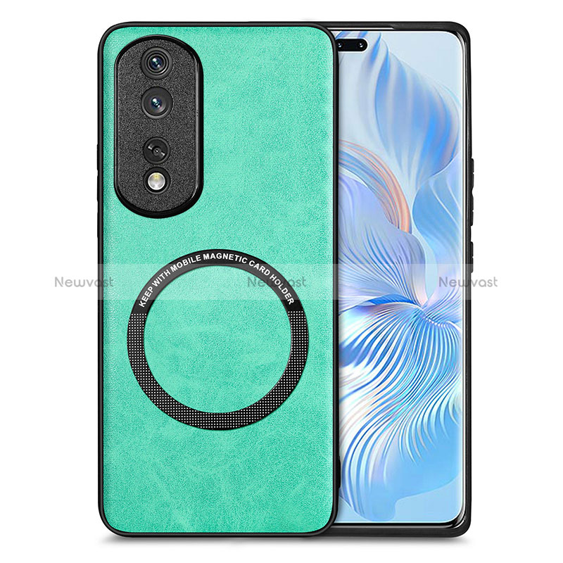 Soft Silicone Gel Leather Snap On Case Cover with Magnetic S02D for Huawei Honor 80 Pro Flat 5G