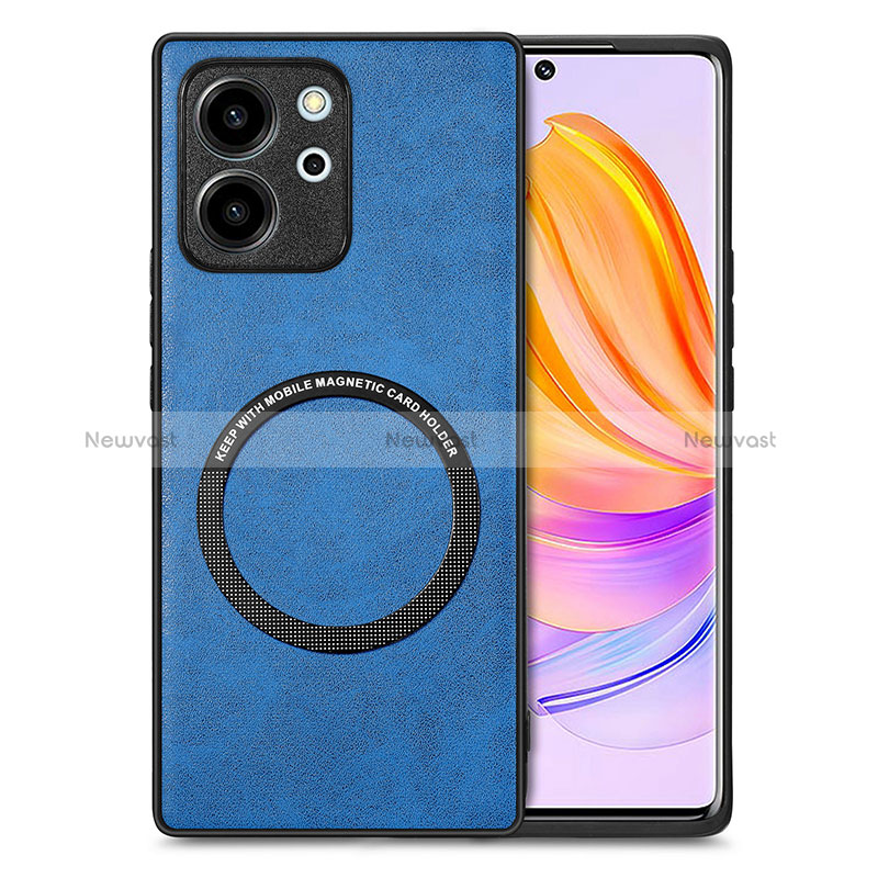 Soft Silicone Gel Leather Snap On Case Cover with Magnetic S02D for Huawei Honor 80 SE 5G