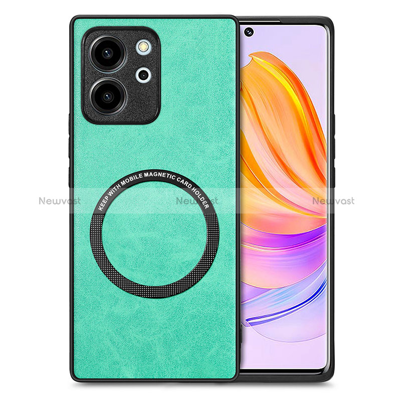 Soft Silicone Gel Leather Snap On Case Cover with Magnetic S02D for Huawei Honor 80 SE 5G