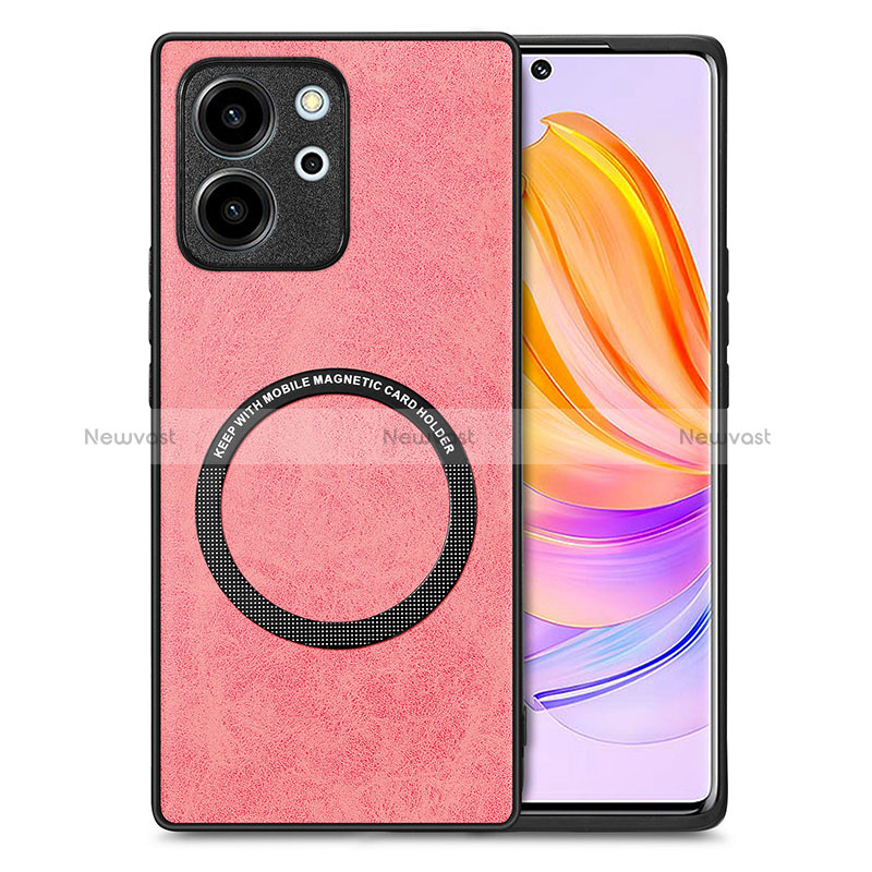 Soft Silicone Gel Leather Snap On Case Cover with Magnetic S02D for Huawei Honor 80 SE 5G