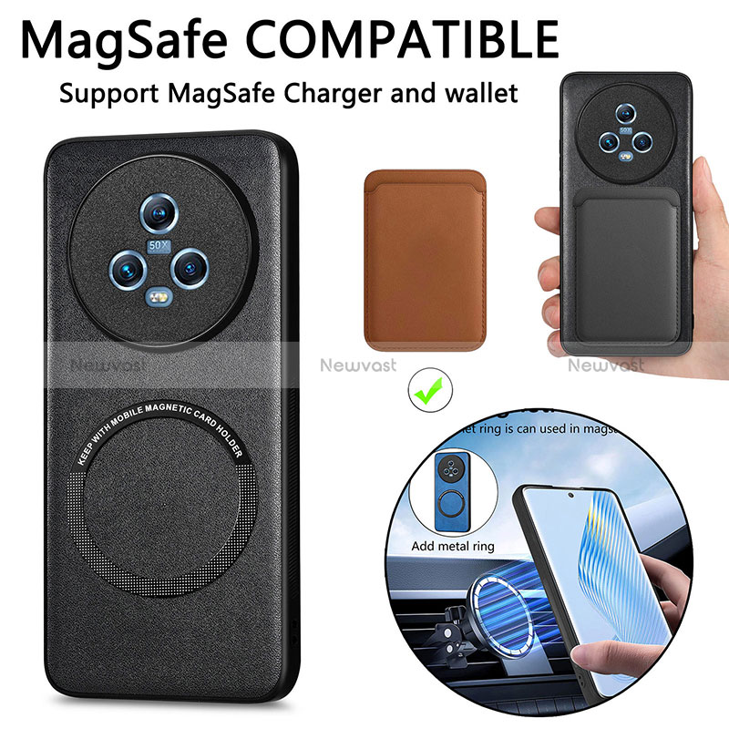 Soft Silicone Gel Leather Snap On Case Cover with Magnetic S02D for Huawei Honor Magic5 5G