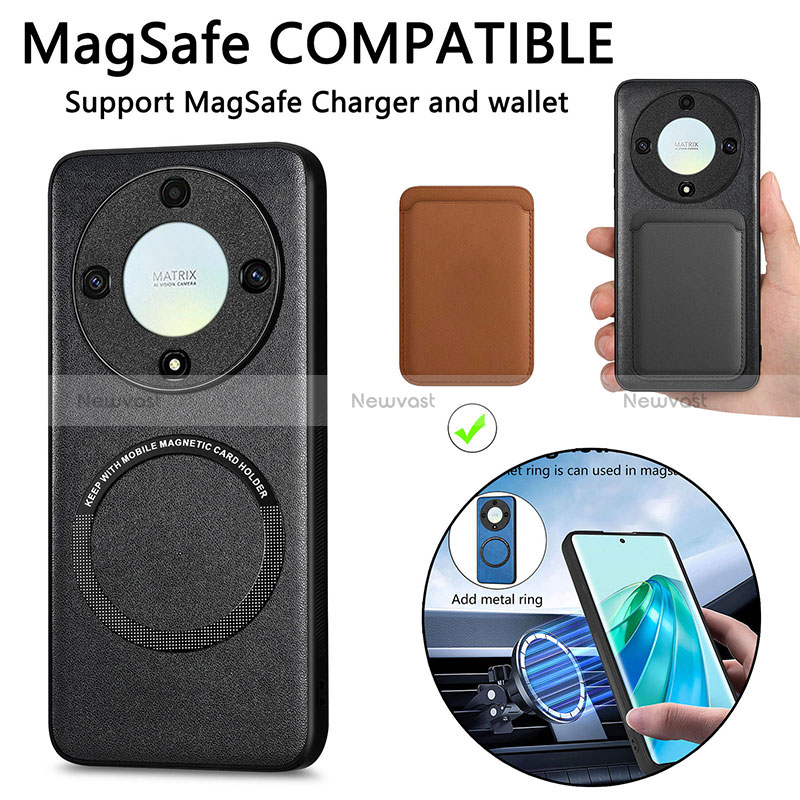 Soft Silicone Gel Leather Snap On Case Cover with Magnetic S02D for Huawei Honor Magic5 Lite 5G