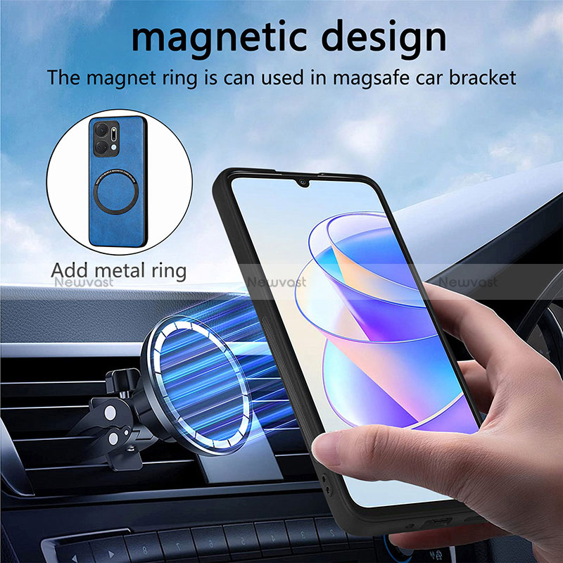 Soft Silicone Gel Leather Snap On Case Cover with Magnetic S02D for Huawei Honor X7a