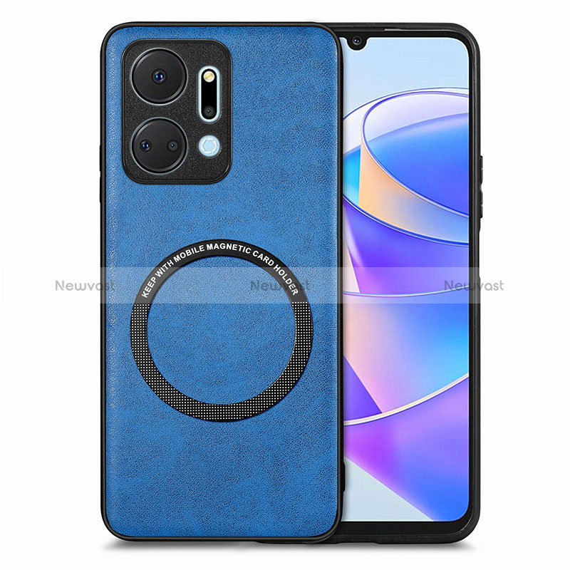 Soft Silicone Gel Leather Snap On Case Cover with Magnetic S02D for Huawei Honor X7a