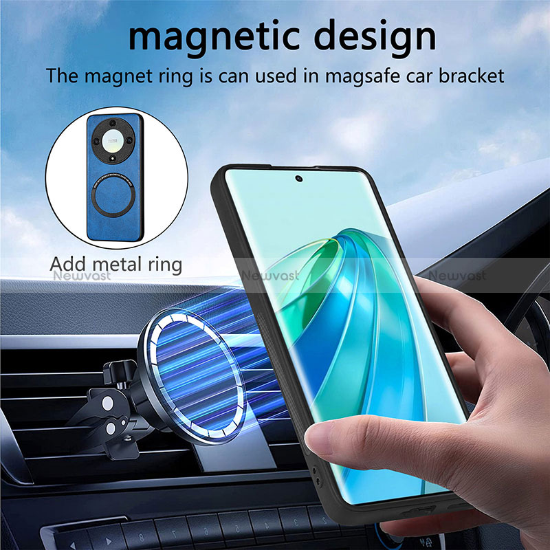 Soft Silicone Gel Leather Snap On Case Cover with Magnetic S02D for Huawei Honor X9a 5G