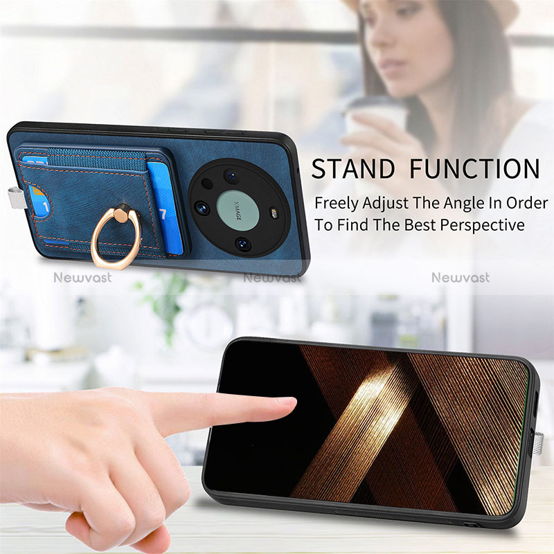 Soft Silicone Gel Leather Snap On Case Cover with Magnetic S02D for Huawei Mate 60