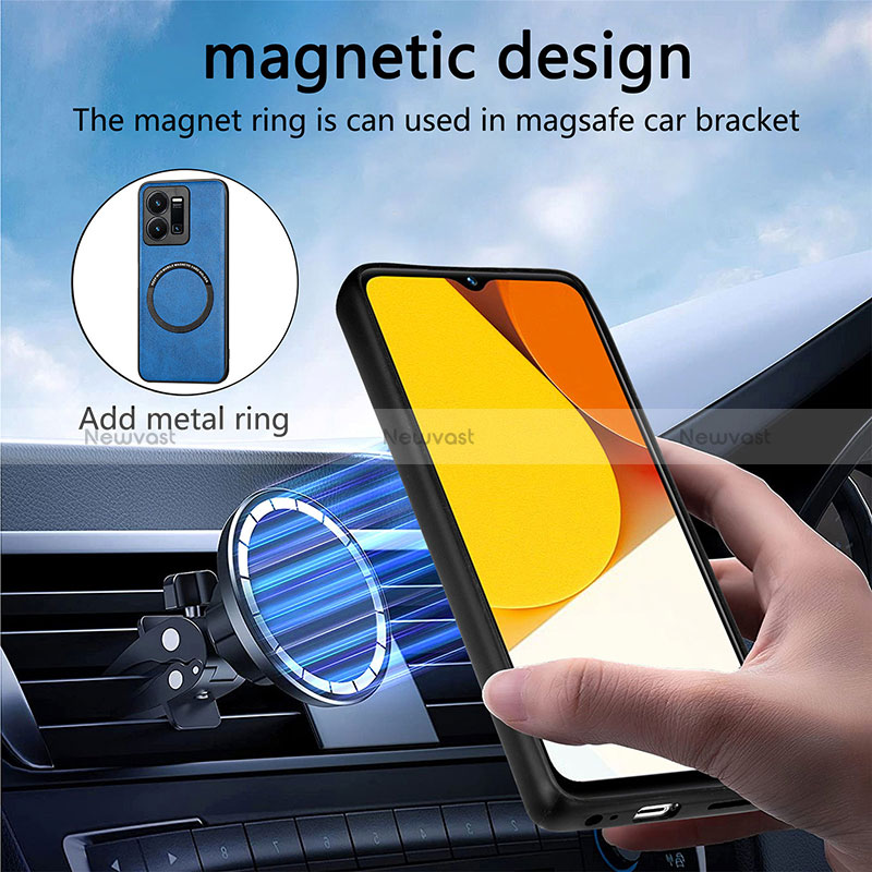 Soft Silicone Gel Leather Snap On Case Cover with Magnetic S02D for Vivo Y35 4G