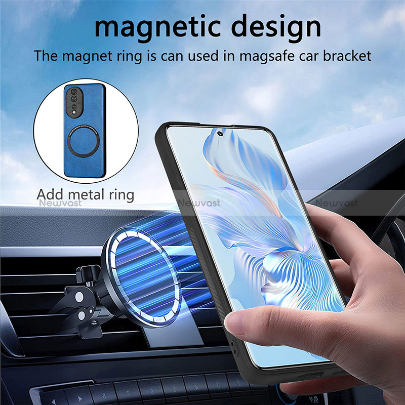 Soft Silicone Gel Leather Snap On Case Cover with Magnetic S03D for Huawei Honor 80 5G